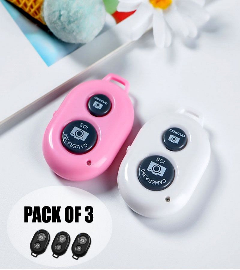 Pack Of 3 Easy Pair Mini Selfie Bluetooth Remote Shutter For All Smart Phones